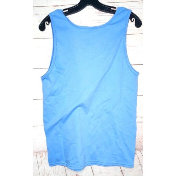 Beach Simple Logo Cotton Blend U.S.A Made Small Teal Blue Tank Top - Picture 9 of 9